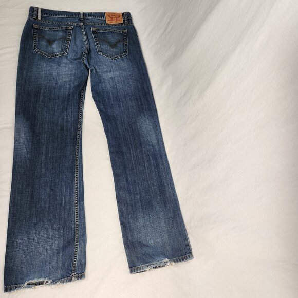 Vintage LEVI'S 555 Hipster Faded Distressed BOOT CUT Jeans Men's Size W 34 L 32. - Picture 3 of 16